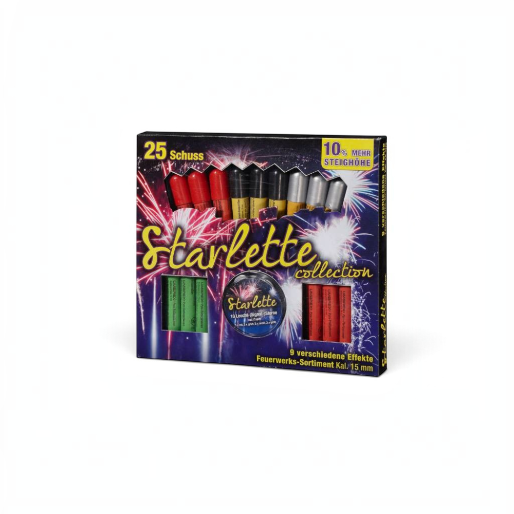 id-paintball Umarex Starlette Collection Feuerwerk-Sortiment mit 25 Schuss und 15mm Kaliber in bunter Verpackung