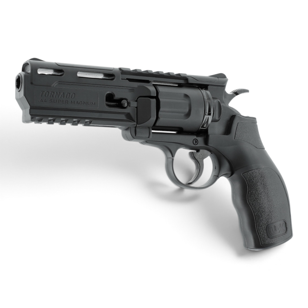 id-paintball Umarex UX Tornado CO2-Revolver in Schwarz mit 10-Schuss-Trommel, Polymergehäuse und Picatinny-Schienen