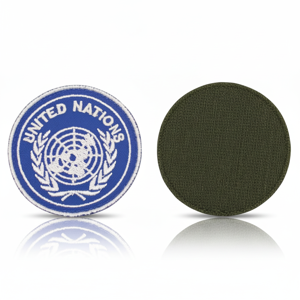 id-paintball Klettabzeichen United Nations in Blau mit weißem Logo und Klettfläche auf der Rückseite