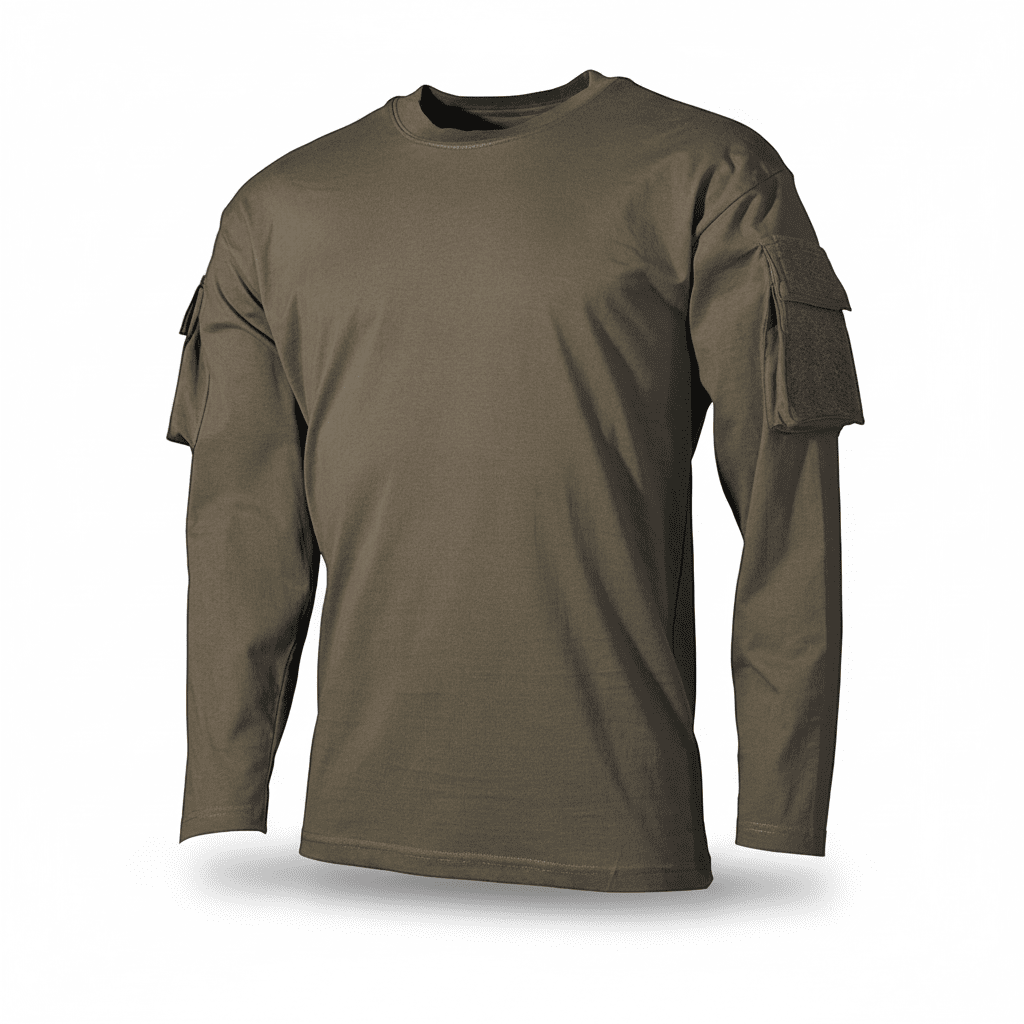 id-paintball US Langarmshirt in Oliv aus Baumwolle mit praktischen Ärmeltaschen und Klettflächen für Patches