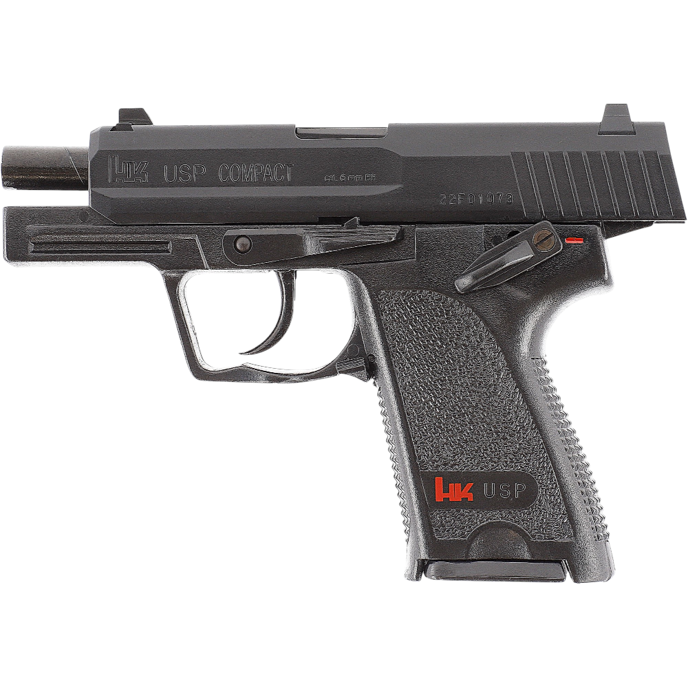 id-paintball Heckler & Koch USP Compact Airsoft Pistole in Schwarz mit Metalllauf und realistischem Design
