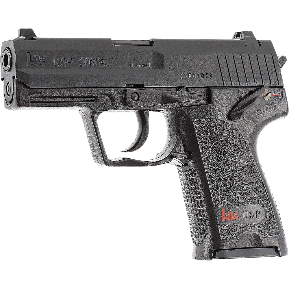 id-paintball Heckler & Koch USP Compact Airsoft Pistole in Schwarz mit Federdruck und Metalllauf
