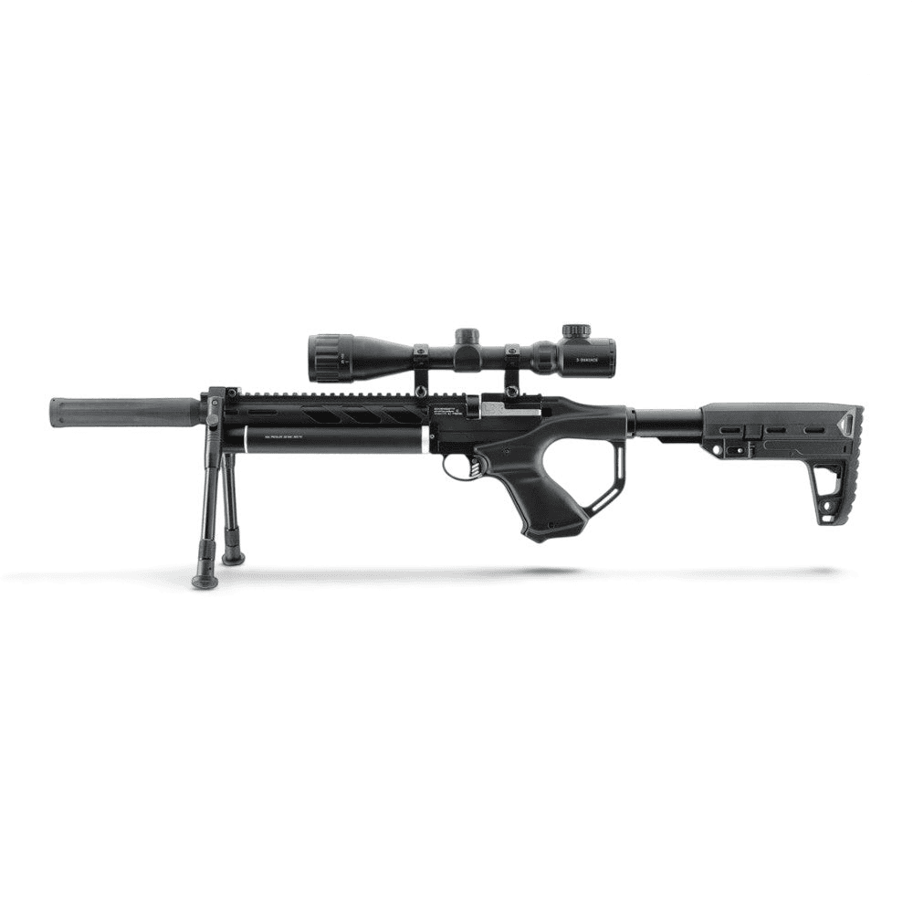 id-paintball UX Notos PCP Luftgewehr in Schwarz mit 3-9x40 Zielfernrohr und klappbarem Zweibein