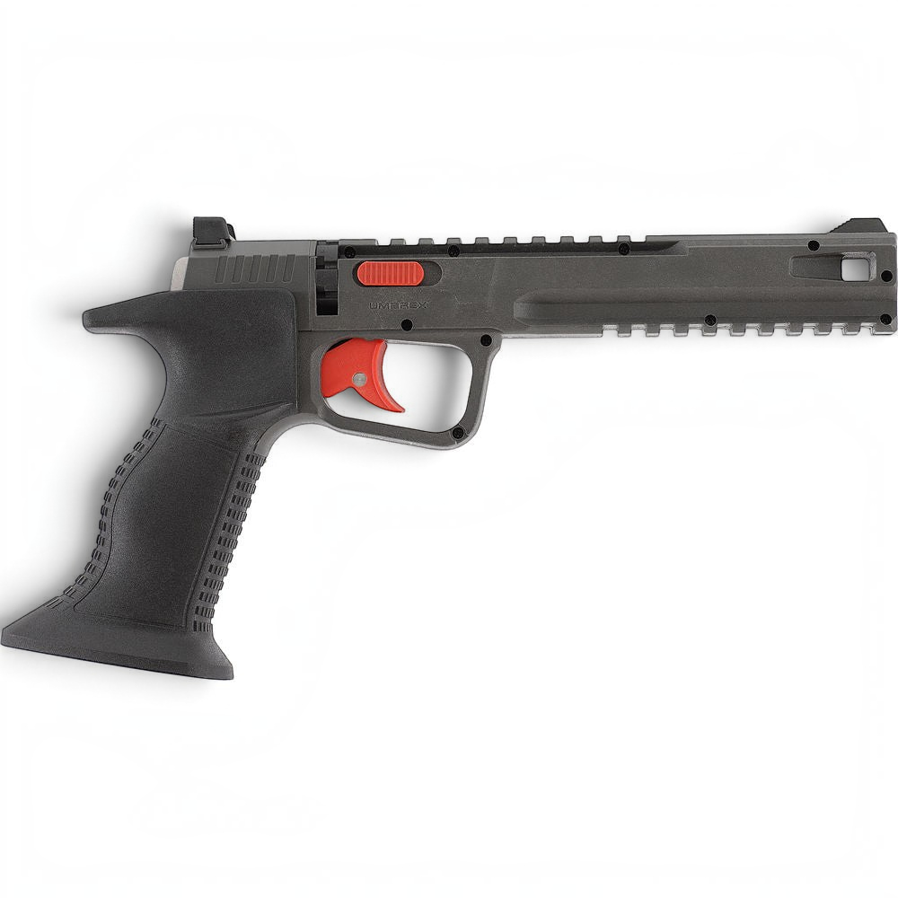 id-paintball UX SPA Expert CO2-Pistole in Schwarz mit rotem Abzug und Picatinny-Schienen für das Freizeitschießen