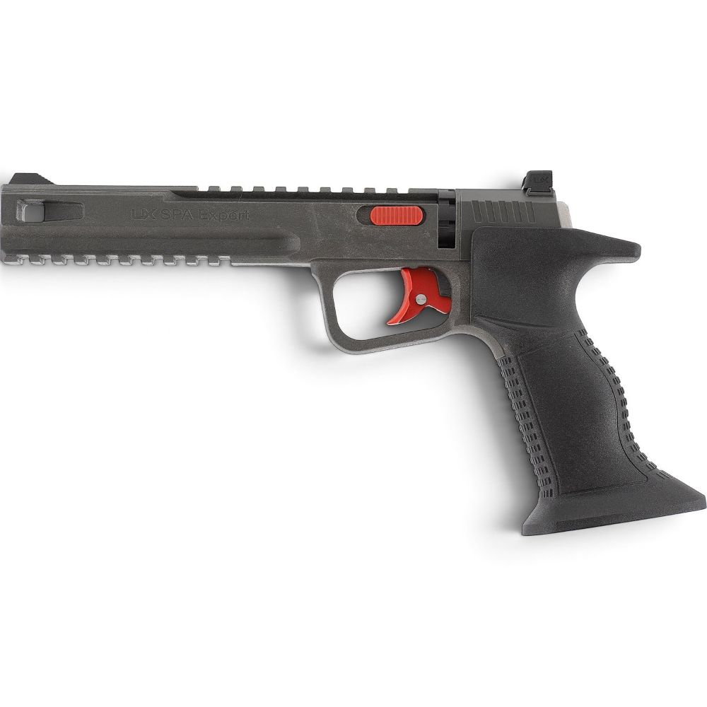 id-paintball UX SPA Expert CO2-Pistole in Schwarz mit rotem Abzug, Picatinny-Schienen und ergonomischem Griff