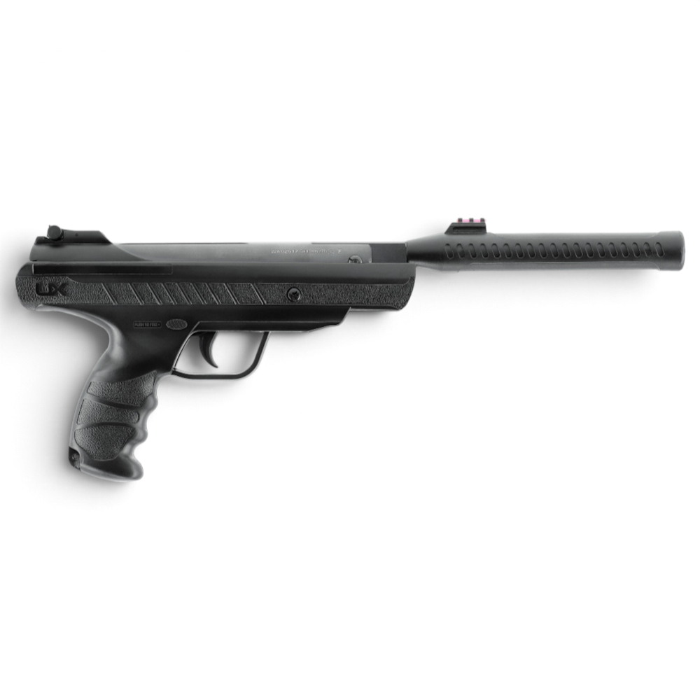 id-paintball UX Trevox Knicklauf-Luftpistole in Schwarz mit Gaskolben-System und Silence Air Schalldämpfer