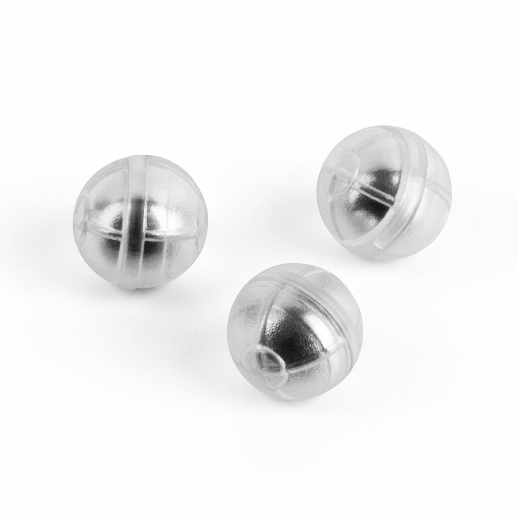 Drei Vesta Quicksilver Plastic Steel Balls von id-paintball im Kaliber .50 mit Stahlkern und transparenter Polymerhülle