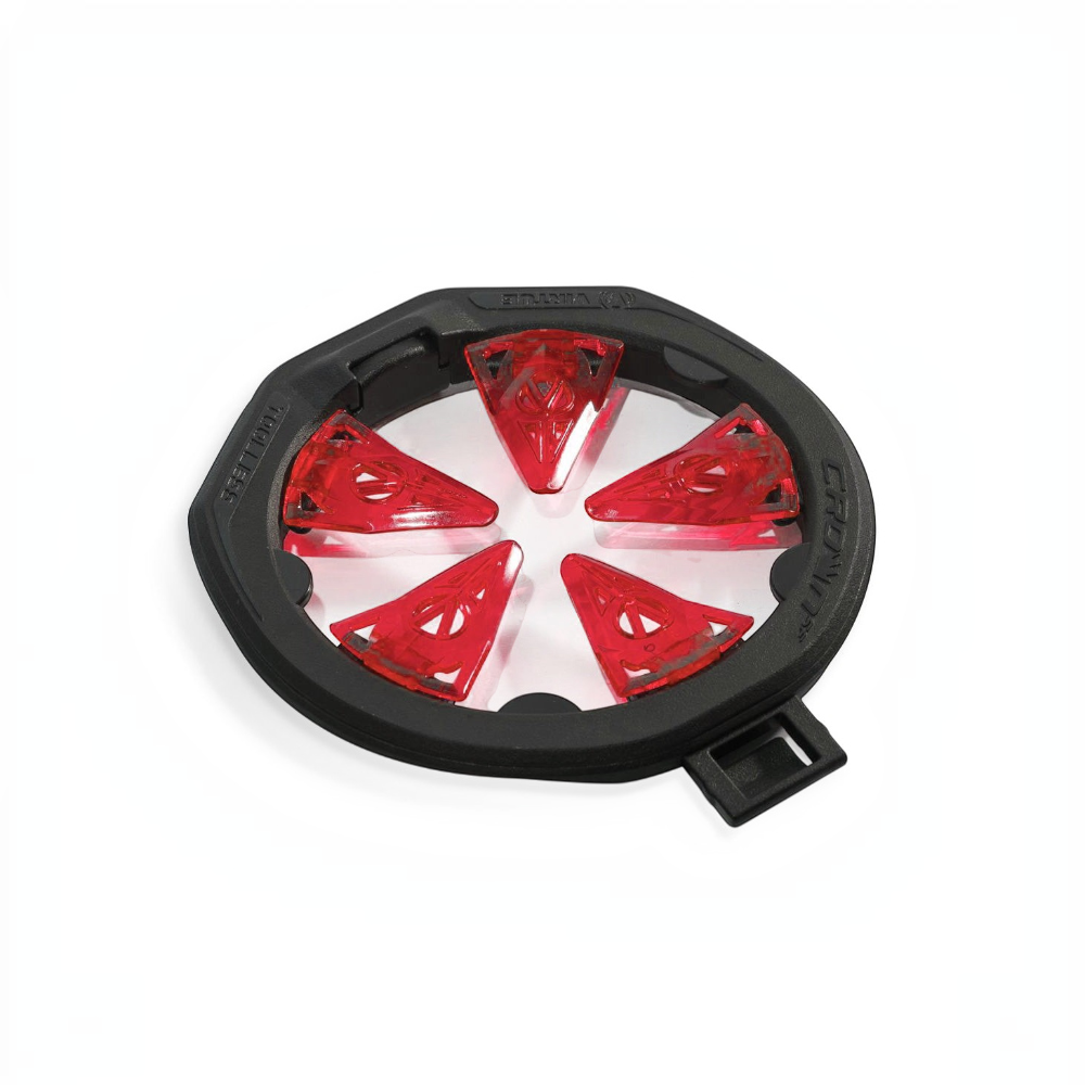 id-paintball Virtue Crown SF 2 Speed Feed für Spire 3 Loader mit rotem Kunststoff-Deckel und schwarzen Fingern
