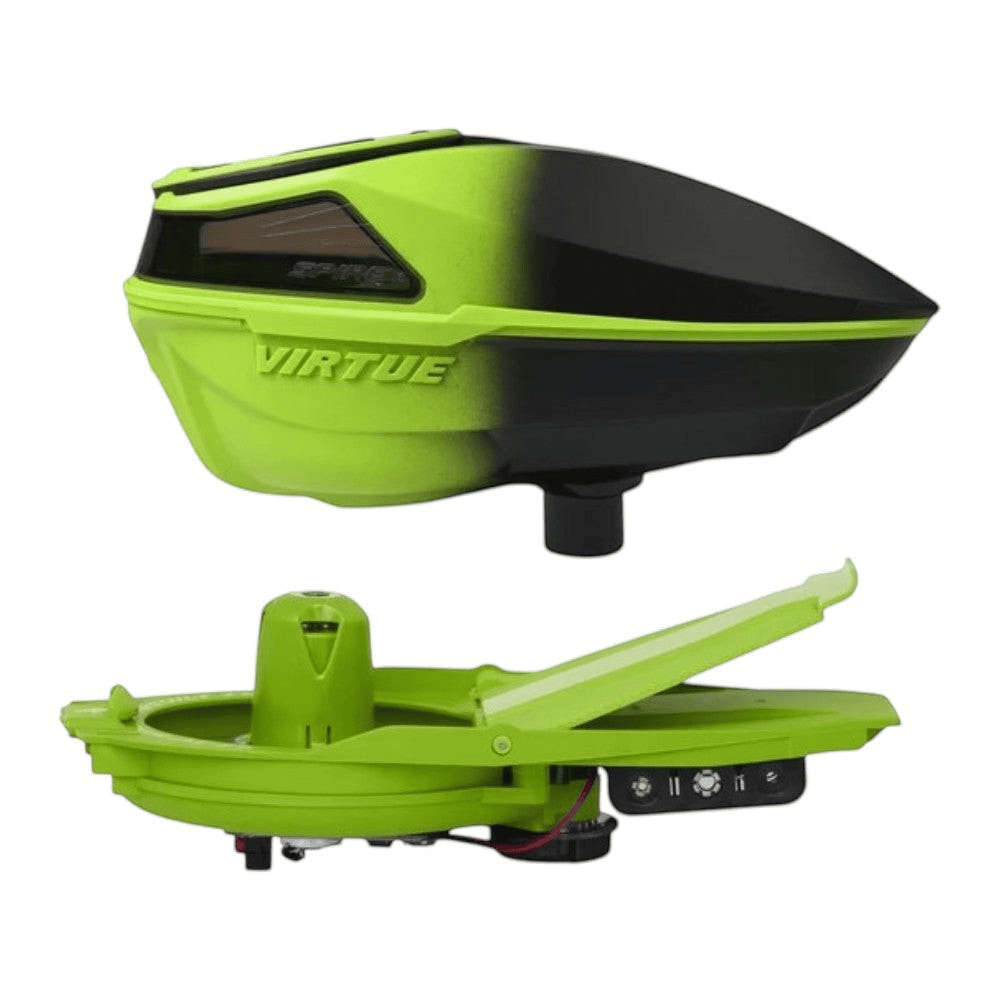 id-paintball Virtue Spire 5 Paintball Hopper in Acid Black Fade mit elektronischem Zuführsystem und Sensortechnik