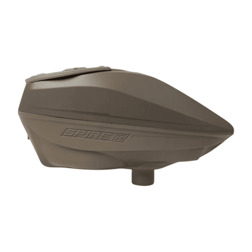 Virtue Spire IR2 Paintball Hopper in Doodoo FDE Tan von id-paintball mit kompakter, robuster Nylon-Konstruktion