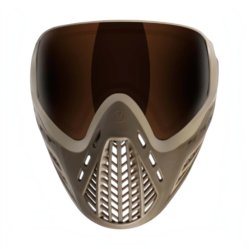 id-paintball Virtue VIO Ascend Paintball-Maske in FDE Tan mit Thermal-Linse und flexibler, belüfteter Facemask