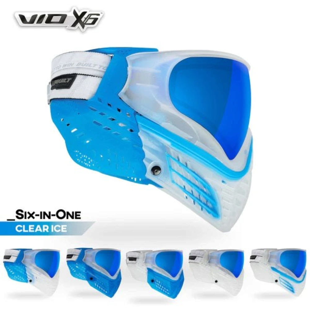 id-paintball Virtue VIO X6 Paintball Maske Clear Ice in Blau und Weiß mit austauschbaren Design-Komponenten
