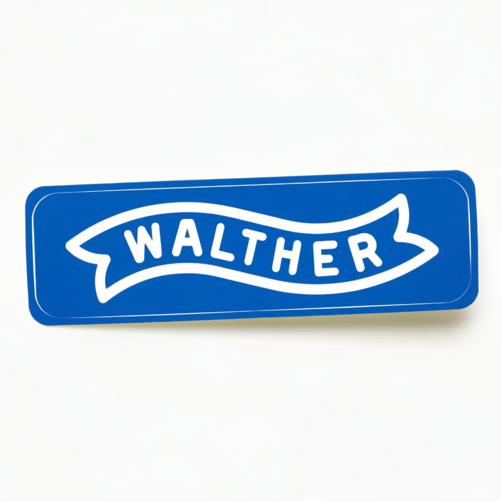 id-paintball Walther Aufkleber in Blau mit weißem Logo, wetterfest und selbstklebend, 160 x 46,3 mm