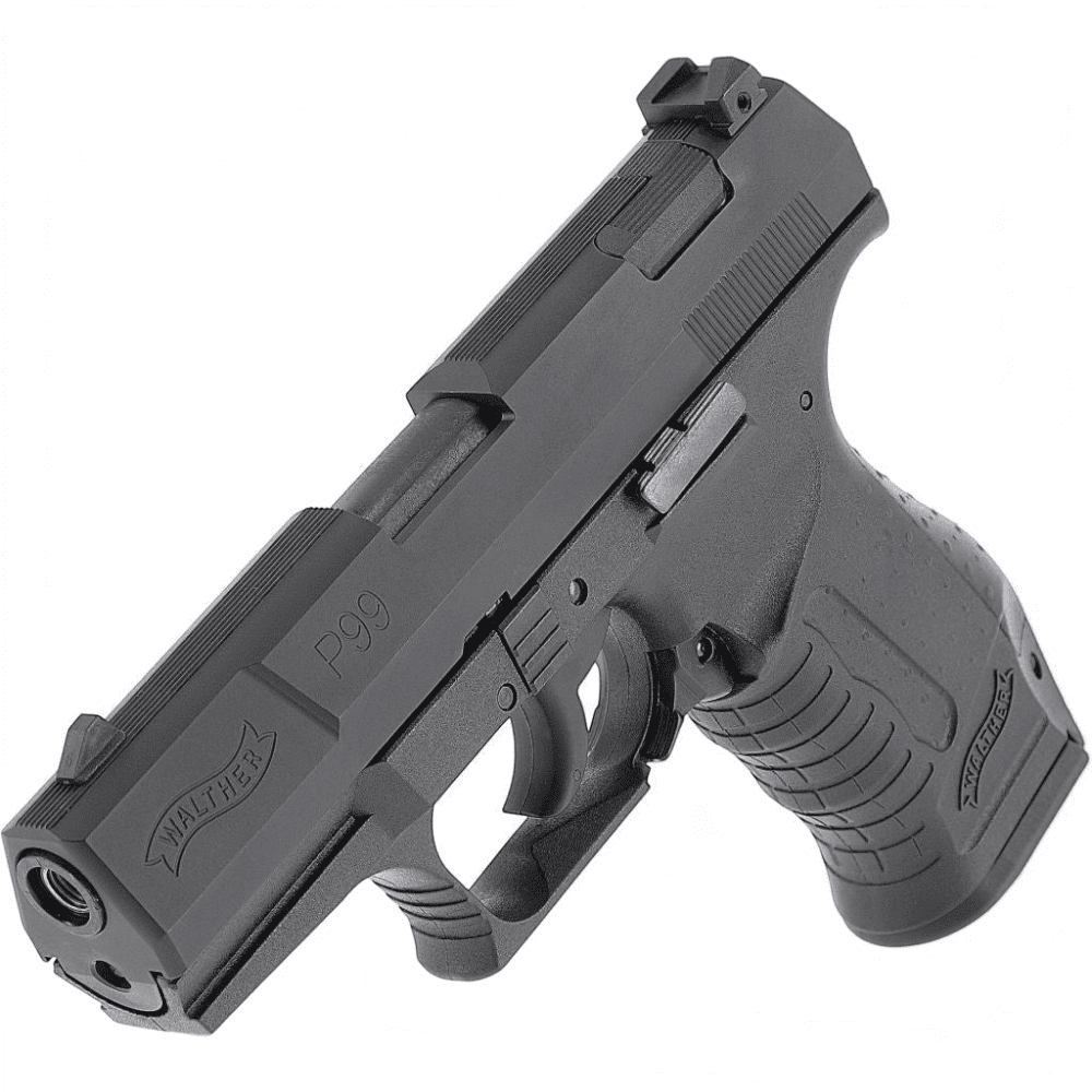 id-paintball Walther P99 SV Schreckschusspistole in Schwarz mit CNC-gefrästem Stahlverschluss und Polymergriffstück