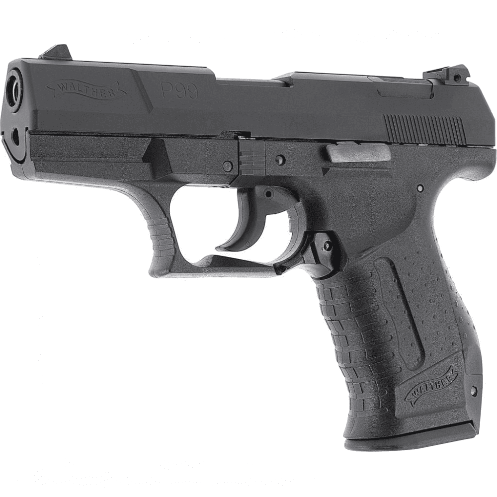 id-paintball Walther P99 SV Schreckschusspistole in Schwarz mit CNC-gefrästem Stahlverschluss und Polymergriffstück