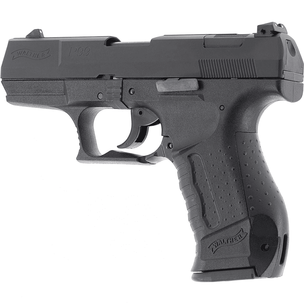id-paintball Walther P99 SV Schreckschusspistole in Schwarz mit CNC-gefrästem Stahlverschluss und Polymergriffstück