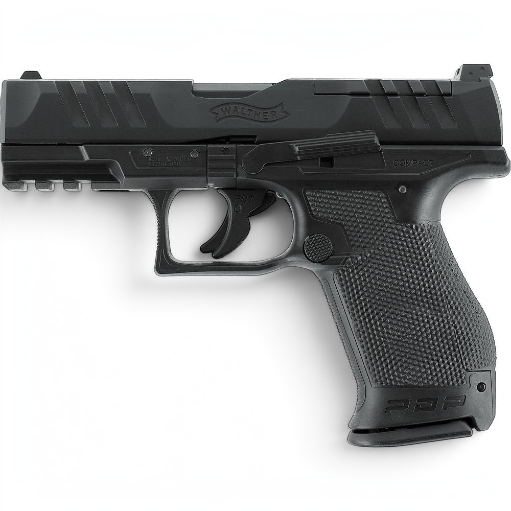 id-paintball Walther PDP Compact 4 Zoll CO2 Airsoftpistole in Schwarz mit Metallschlitten und Picatinny-Schiene