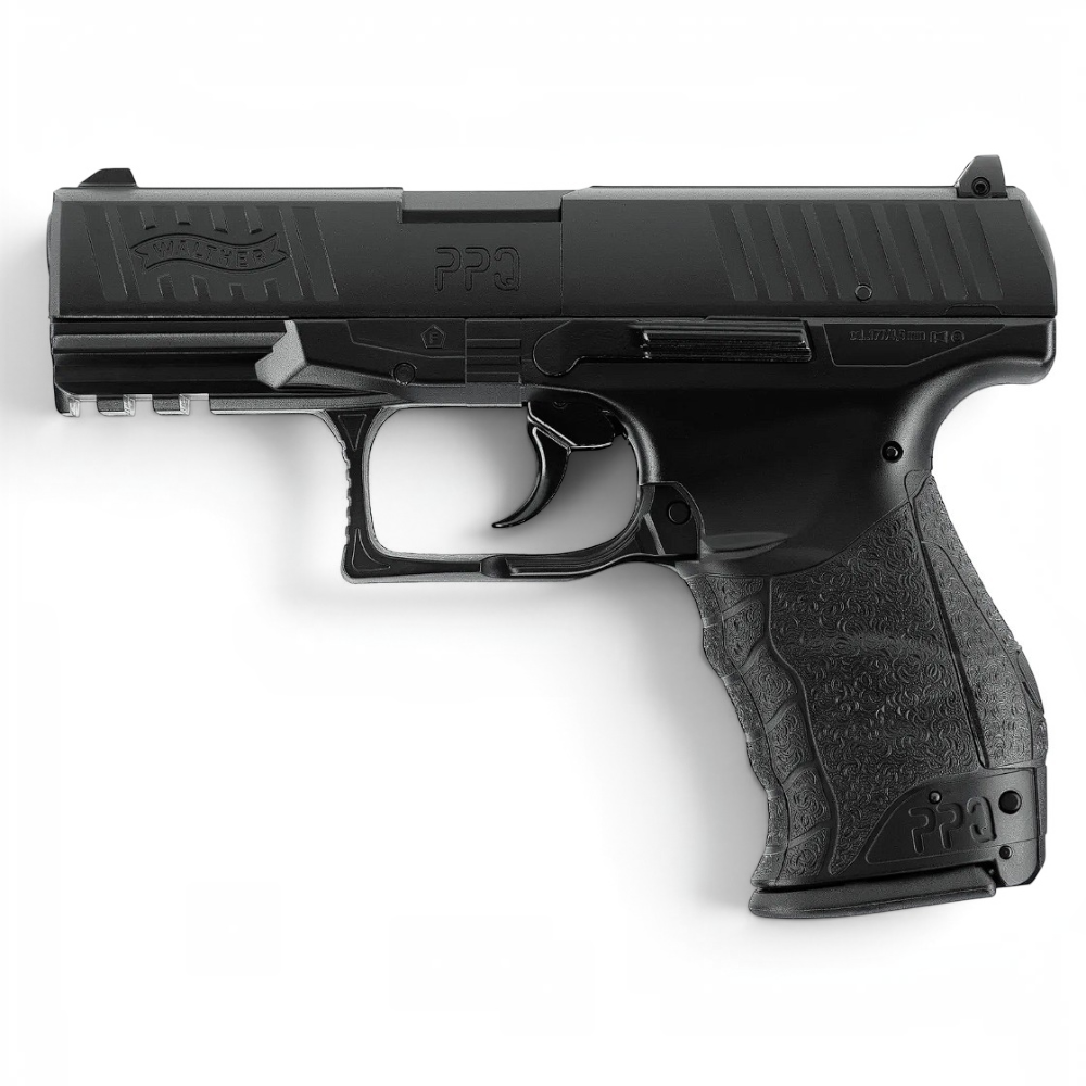 id-paintball Walther PPQ CO2-Pistole in Schwarz mit HI-GRIP-Griffstruktur und Picatinny-Schiene für 4,5 mm Diabolos