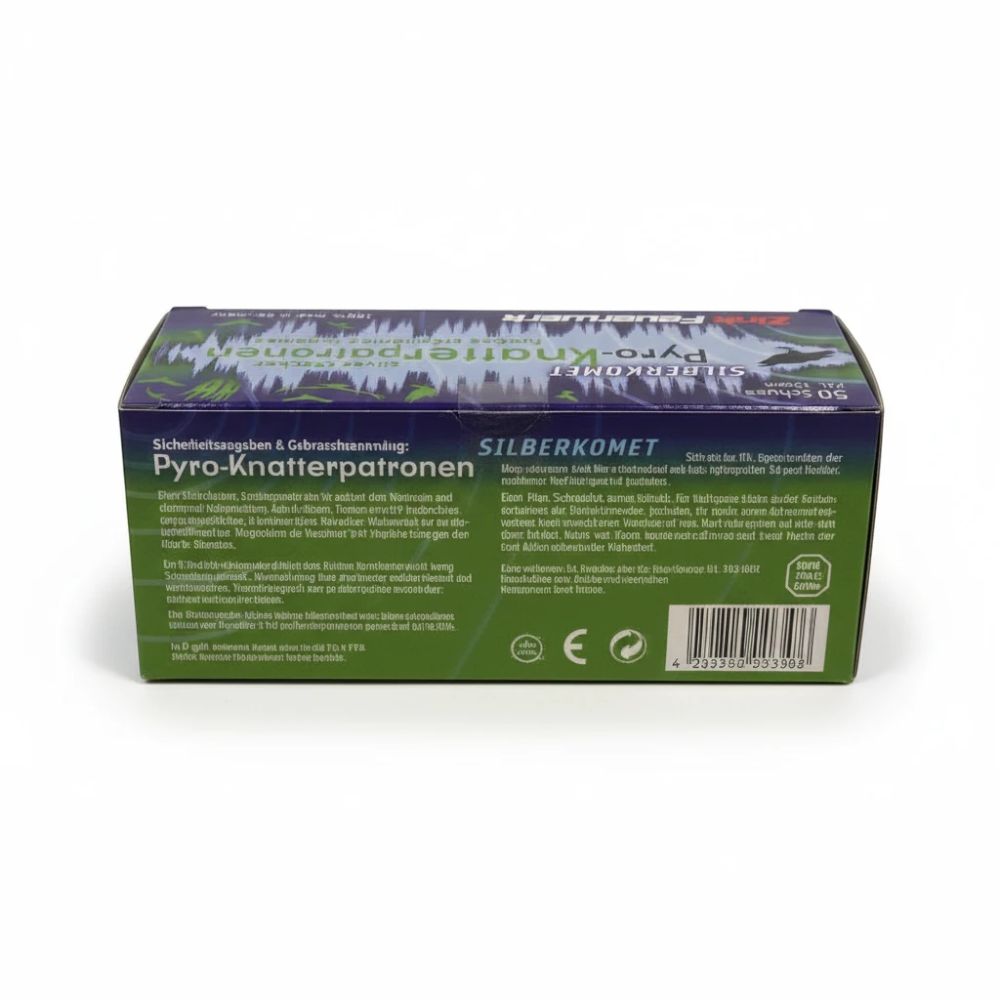 id-paintball Zink Knatterpatronen 15mm mit Silberschweif in 50er Packung für Schreckschusswaffen
