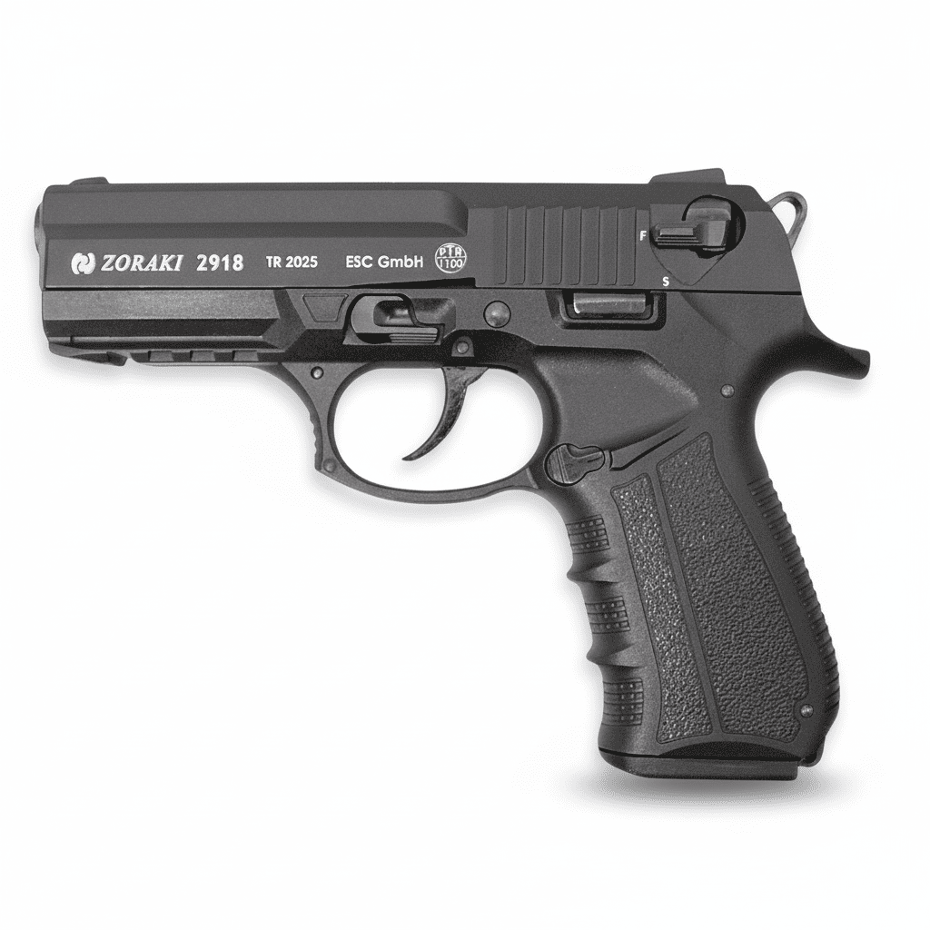 id-paintball Zoraki 2918 Schreckschusspistole in Schwarz mit 9mm P.A.K. Kaliber und robustem Design