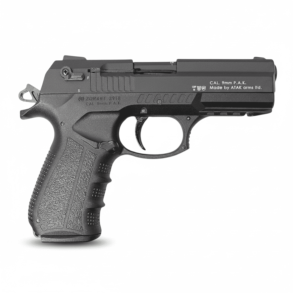 id-paintball Zoraki 2918 Schreckschusspistole in Schwarz Kaliber 9mm PAK mit robustem Design und Stahllauf