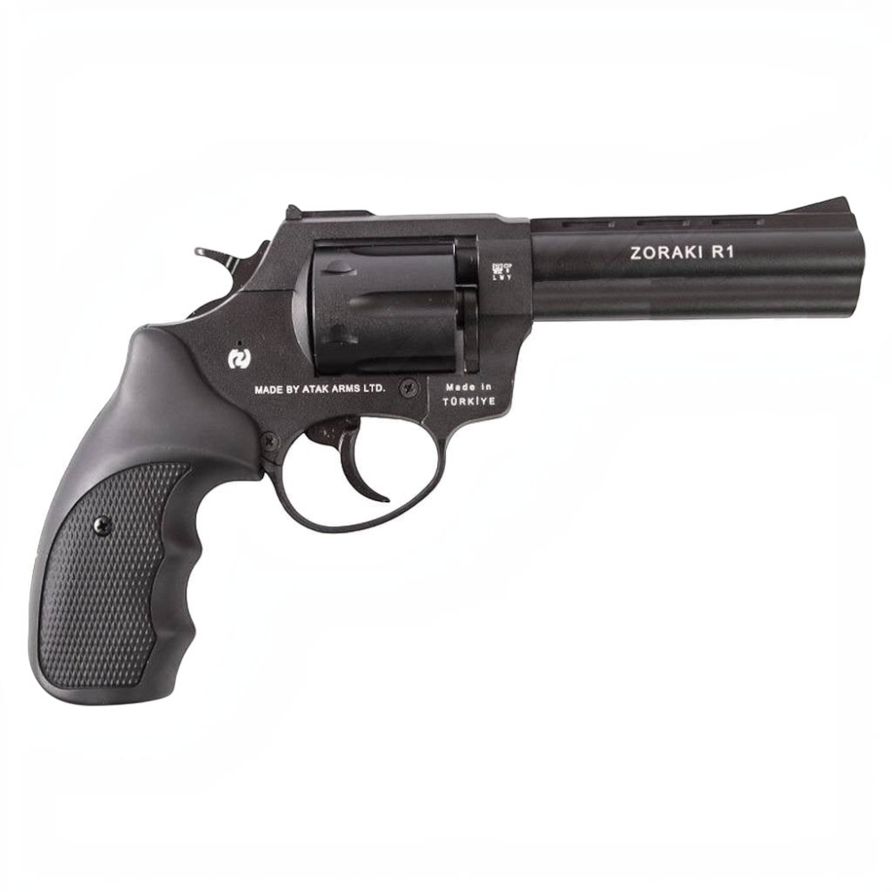 id-paintball Zoraki R1 4,5 Zoll Schreckschussrevolver in Schwarz mit 6-Schuss-Trommel und ergonomischem Griff