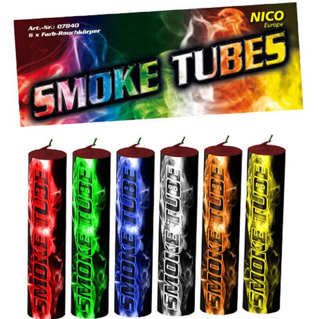 Nico Smoke Tubes Rauchfackeln Mix – 6 Farben, 50 Sek.