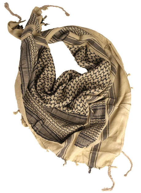 Shemag PLO Tuch mit Fransen Khaki Tan / schwarz Gr. ca. 110 x 110cm