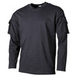 US Shirt Jersey, langarm mit Ärmeltaschen in Schwarz