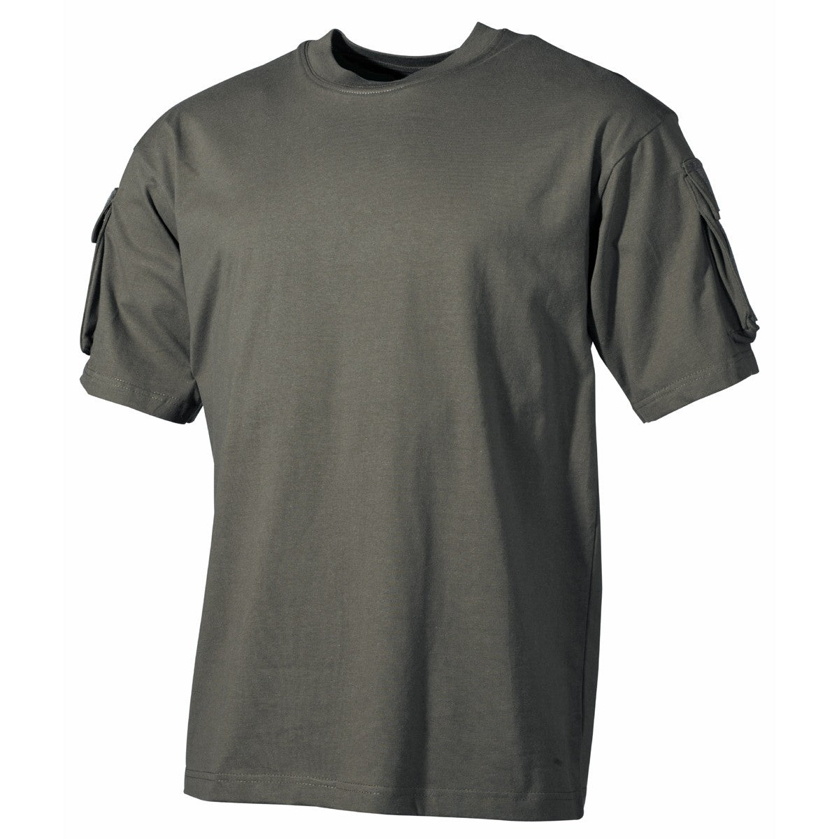 US T-Shirt, halbarm, oliv, mit Ärmeltaschen