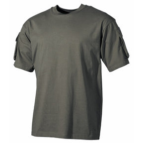 US T-Shirt, halbarm, oliv, mit Ärmeltaschen