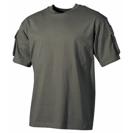 US T-Shirt, halbarm, oliv, mit Ärmeltaschen