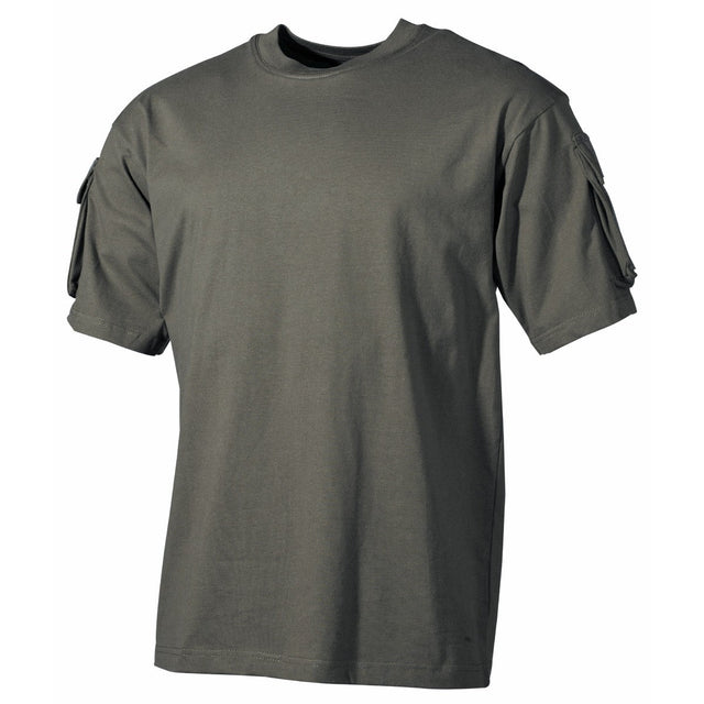 US T-Shirt, halbarm, oliv, mit Ärmeltaschen