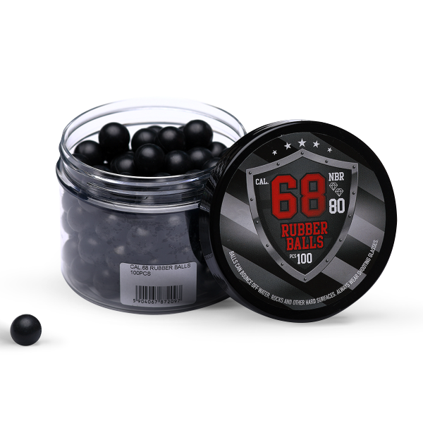 100 Hartgummi Rubberballs Paintballs Reballs Cal 68