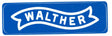 Aufkleber Walther XL blau mit weissem Logo 240 x 69,5 mm Sticker