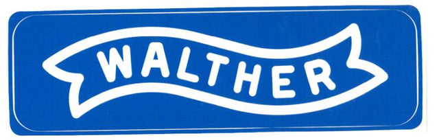 Aufkleber Walther XL blau mit weissem Logo 240 x 69,5 mm Sticker