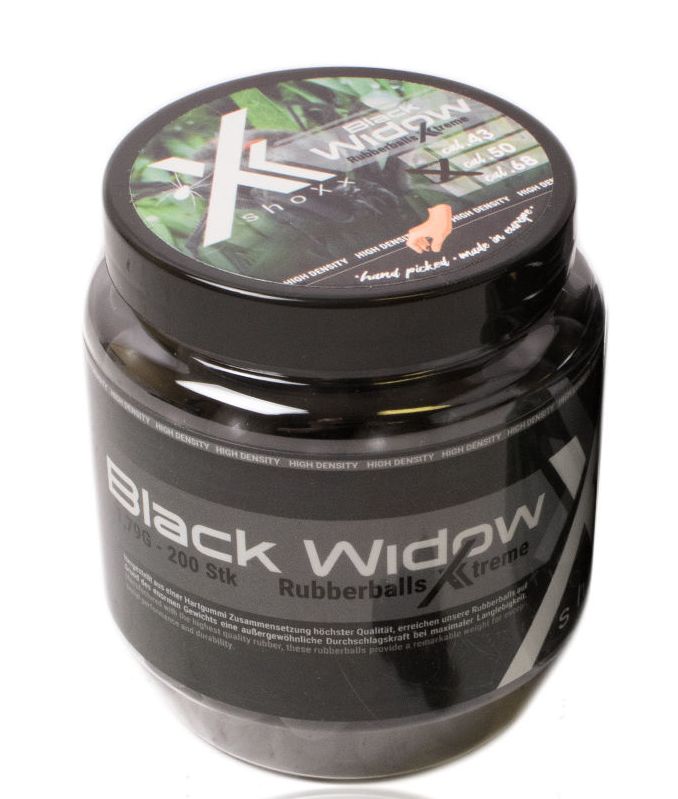 300Stk Cal.43 Black Widow Rubberballs Xtreme Hartgummikugeln Cal.43