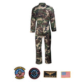 Mil-Tec Woodland Camo Overall US Army Fliegerkombi mit Abzeichen