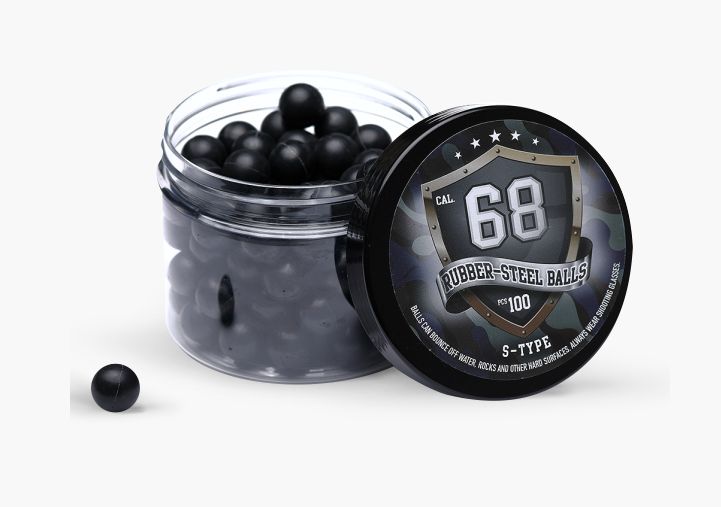 Rubberballs Cal. 68 S-Typ Stahl-Gummi 100 Stück