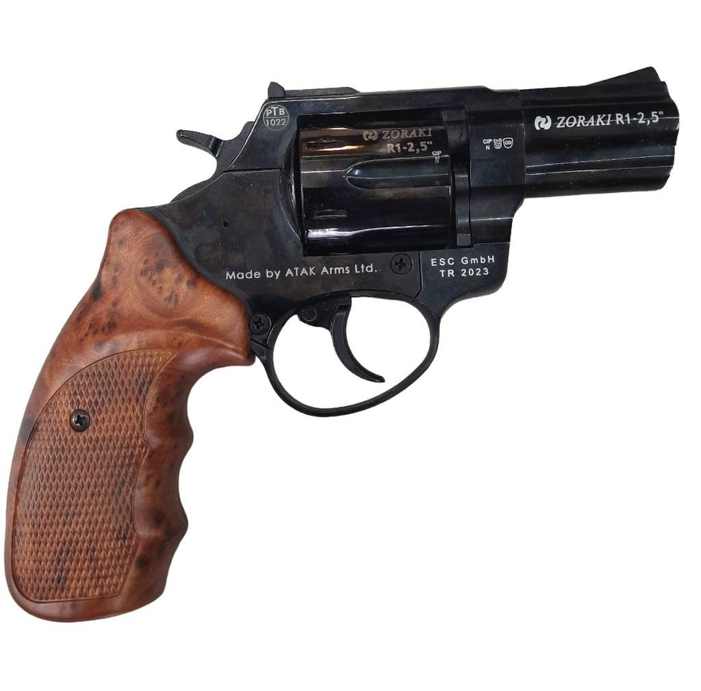 Zoraki R1 Shiny 2,5 Zoll 9mm R.K. Schwarz / Holz Schreckschussrevolver