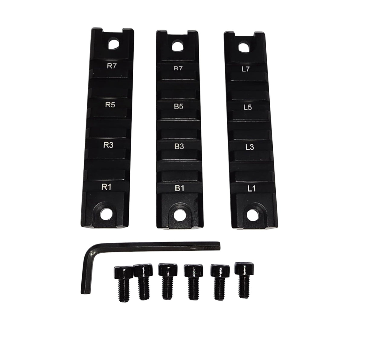 Rail Schienen 3er Set für NSR, Keymod und M-LOK Aufnahmen Schwarz 98mm