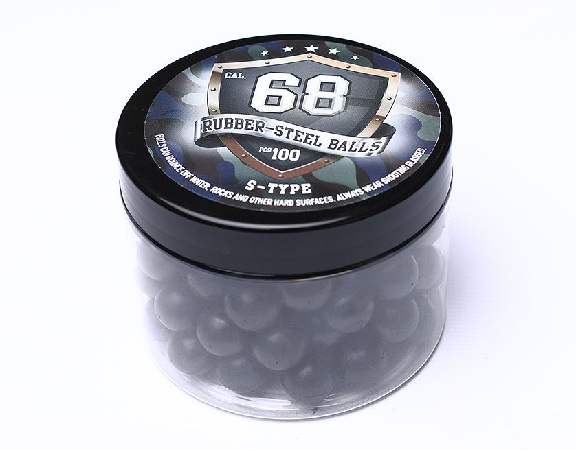 Rubberballs Cal. 68 S-Typ Stahl-Gummi 100 Stück