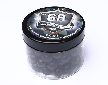 Rubberballs Cal. 68 S-Typ Stahl-Gummi 100 Stück