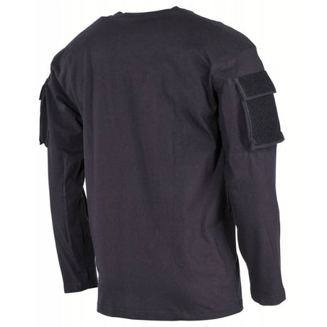 US Shirt Jersey, langarm mit Ärmeltaschen in Schwarz