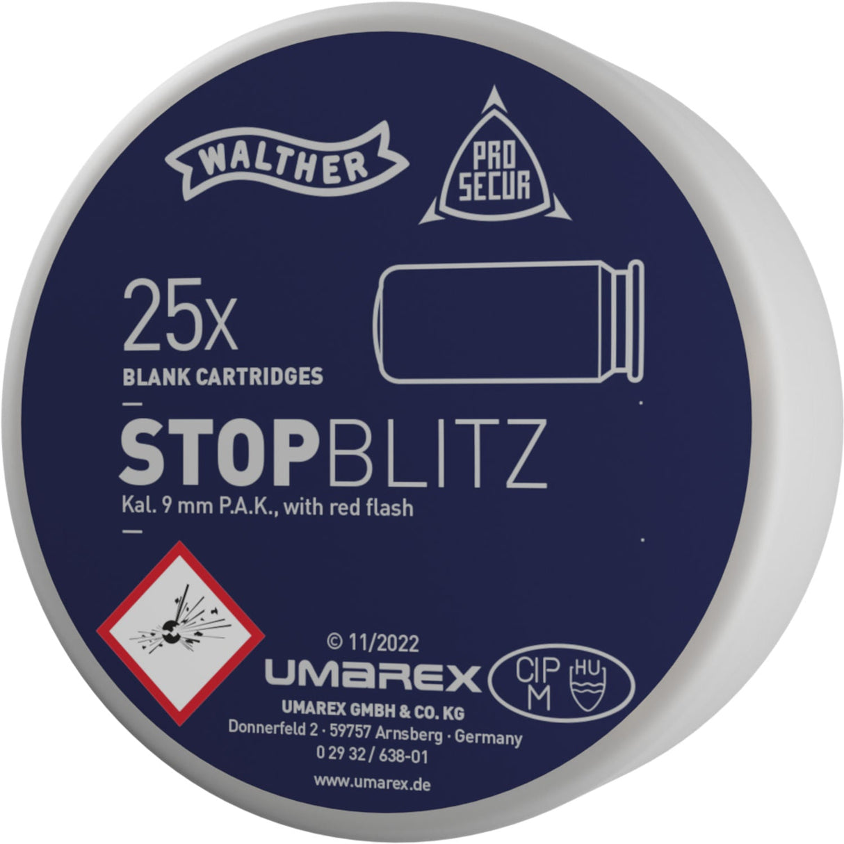 Walther Stop Blitz Platzpatronen cal. 9 mm P.A. - 25 Schuss