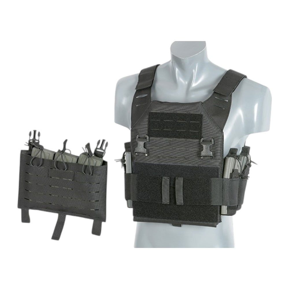 8Fields Chest Rig Laser-Cut “Buckle Up" Recon Plate mit Magazintasche schwarz Plate Carrier