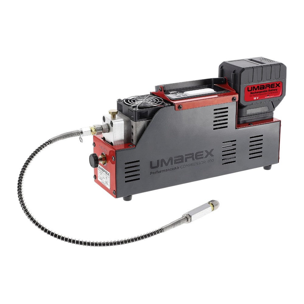 Umarex PAC 400 PCP Kompressor mit Akkubetrieb, Display und Foster Anschluss für Pressluftsysteme
