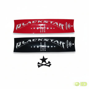 Blackstar Sunshield Aufkleber als Sonnenblende für Paintball-Maskengläser, erhältlich in Rot oder Schwarz.