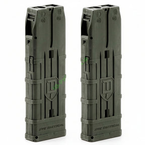 Dye DAM 20-Ball Magazin 2er Set Oliv für .68 Paintball, robust und passend für Dye Assault Matrix.