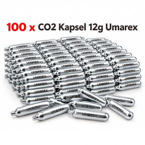 id-paintball 100er Set Umarex 12g CO2-Kapseln aus silbernem Metall für Luftdruckwaffen